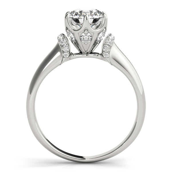 Round Solitaire Cluster Accent Engagement Ring
