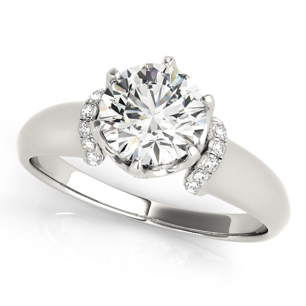 Round Solitaire Cluster Accent Engagement Ring