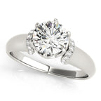 Round Solitaire Cluster Accent Engagement Ring