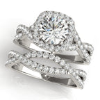 Twisted Split Shank Halo Engagement Ring