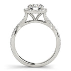 Twisted Split Shank Halo Engagement Ring