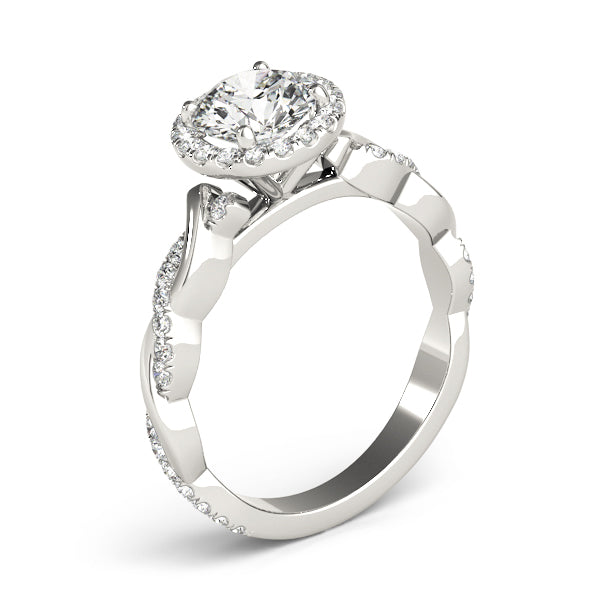 Braided Shank Round Halo Engagement Ring
