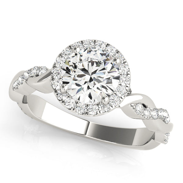 Braided Shank Round Halo Engagement Ring