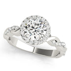 Braided Shank Round Halo Engagement Ring