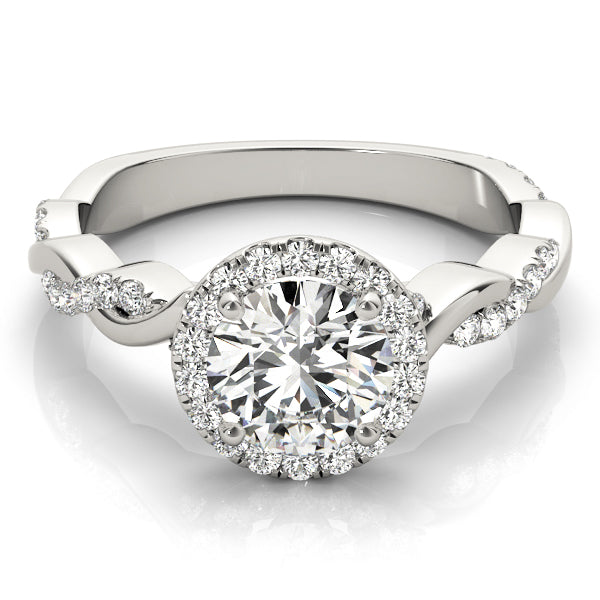 Braided Shank Round Halo Engagement Ring