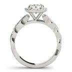 Braided Shank Round Halo Engagement Ring