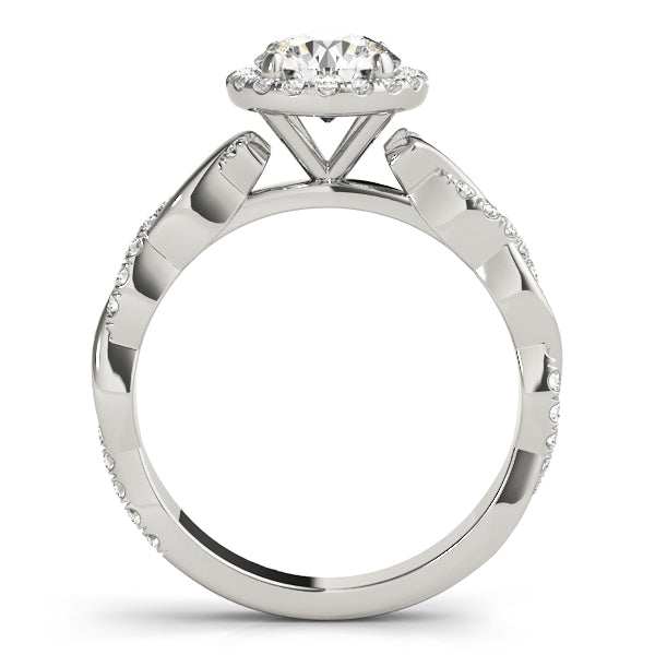 Braided Shank Round Halo Engagement Ring