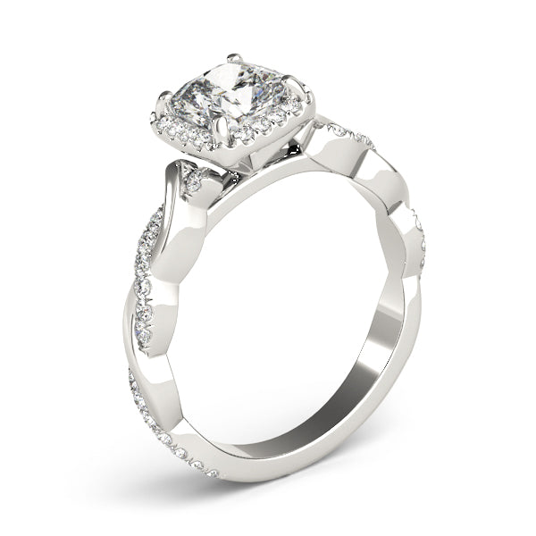 Cushion Halo Twisted Shank Engagement Ring
