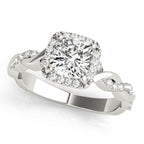 Cushion Halo Twisted Shank Engagement Ring