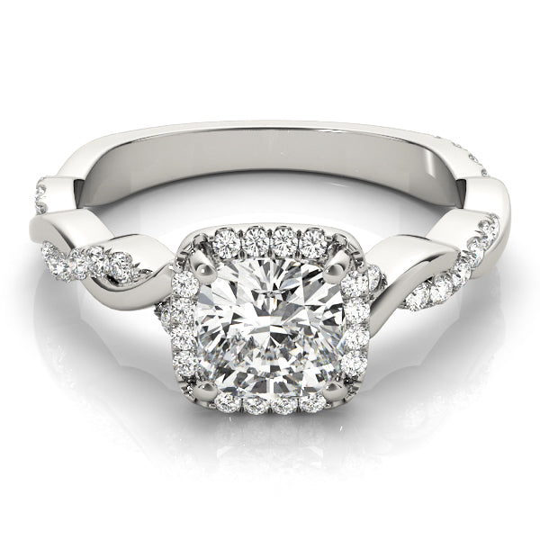 Cushion Halo Twisted Shank Engagement Ring