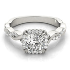 Cushion Halo Twisted Shank Engagement Ring