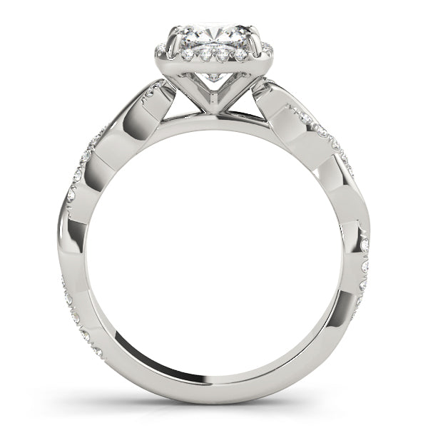 Cushion Halo Twisted Shank Engagement Ring
