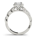 Cushion Halo Twisted Shank Engagement Ring