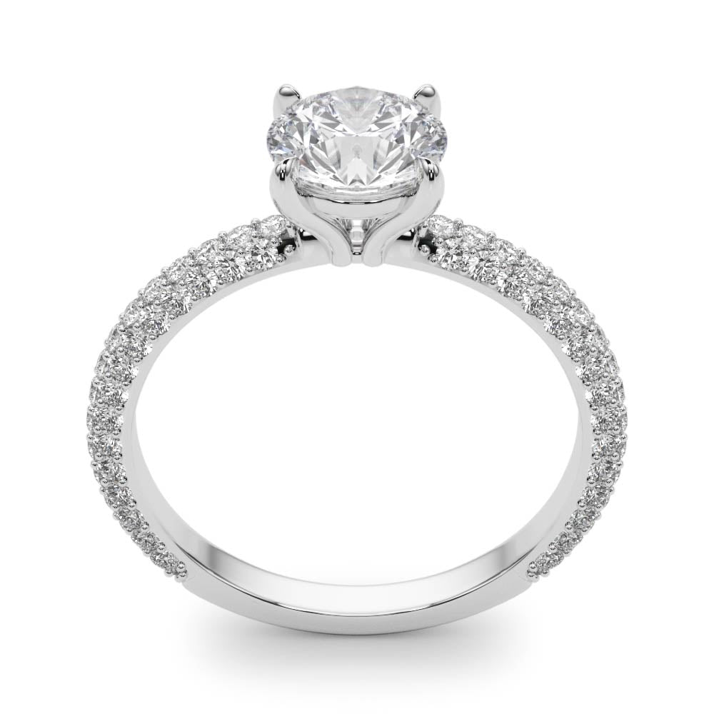 Pavé Cushion Cut Peg-Head Engagement Ring