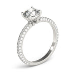Pavé Cushion Cut Peg-Head Engagement Ring