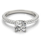 Pavé Cushion Cut Peg-Head Engagement Ring