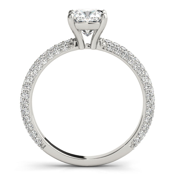 Pavé Cushion Cut Peg-Head Engagement Ring