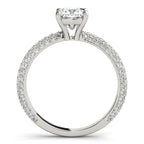 Pavé Cushion Cut Peg-Head Engagement Ring