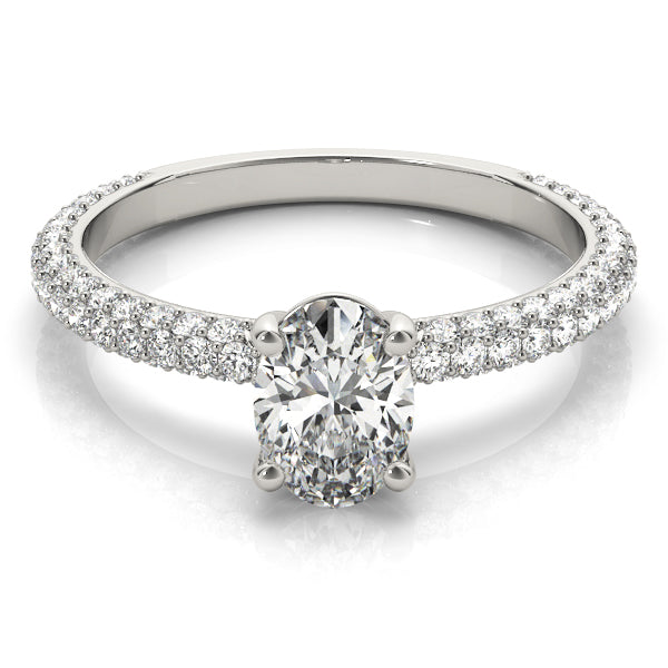 Oval Multirow Pavé Engagement Ring