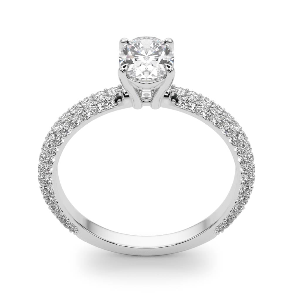 Oval Multirow Pavé Engagement Ring