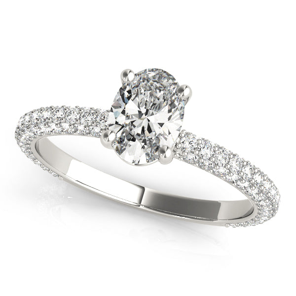 Oval Multirow Pavé Engagement Ring