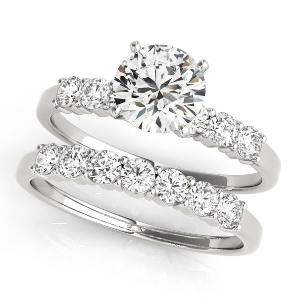 Single Row Shared Prong Engagement Ring