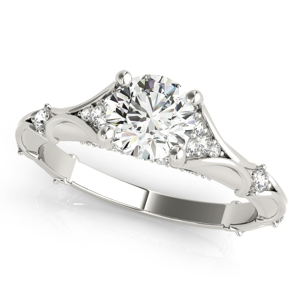 Vintage Hidden Halo Accent Engagement Ring
