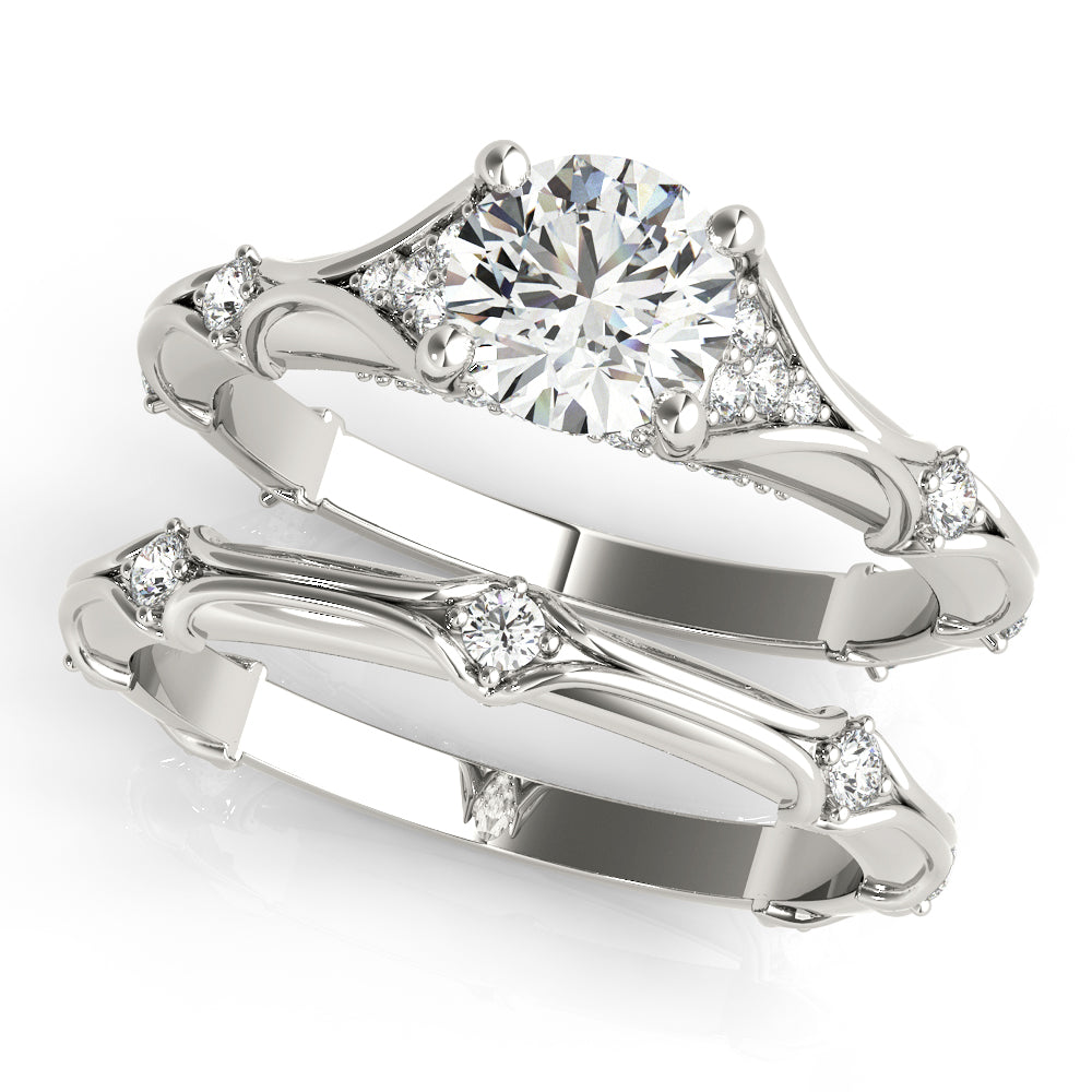 Vintage Hidden Halo Accent Engagement Ring