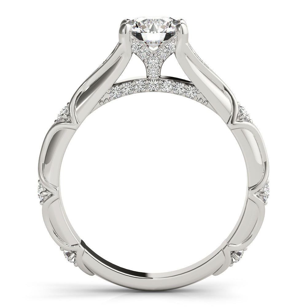 Vintage Hidden Halo Accent Engagement Ring