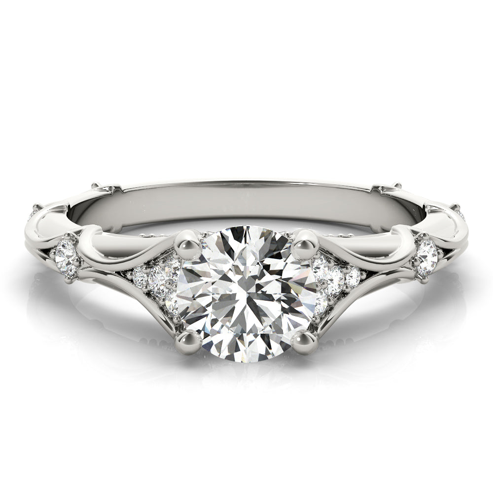Vintage Hidden Halo Accent Engagement Ring