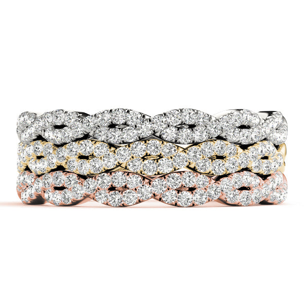 Twist Design Diamond Stackable Wedding Band