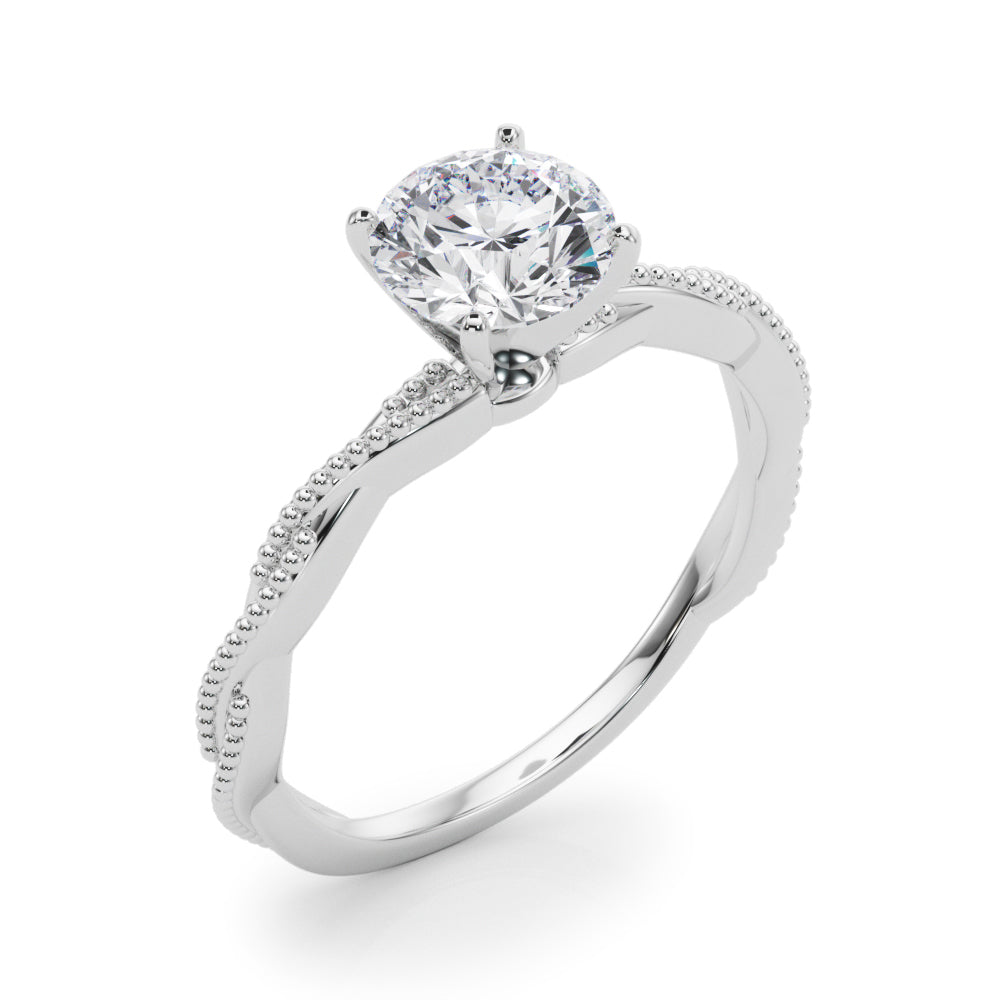 Twisting Milgrain Diamond Engagement Ring