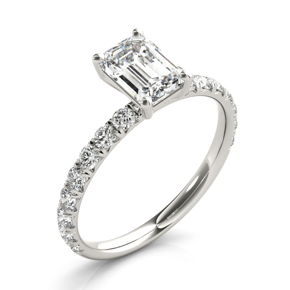 Emerald Cut Diamond Engagement Ring with Split Prong Setting 3.8 Carat