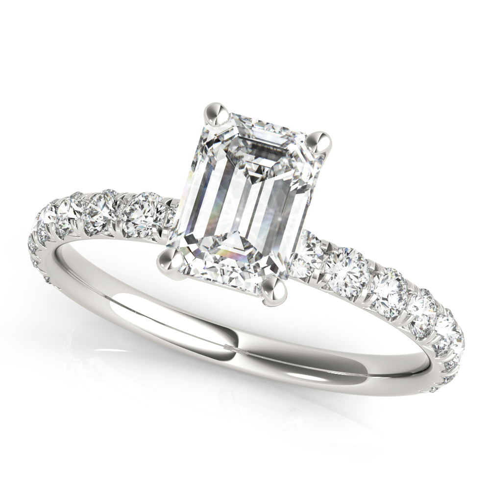 Emerald Cut Diamond Engagement Ring with Split Prong Setting 3.8 Carat