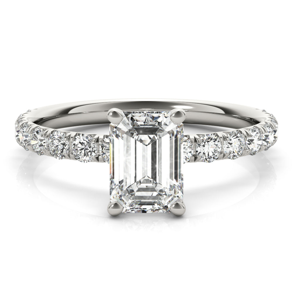 Emerald Cut Diamond Engagement Ring with Split Prong Setting 3.8 Carat