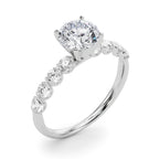 Single Row Half Bezel Diamond Engagement Ring