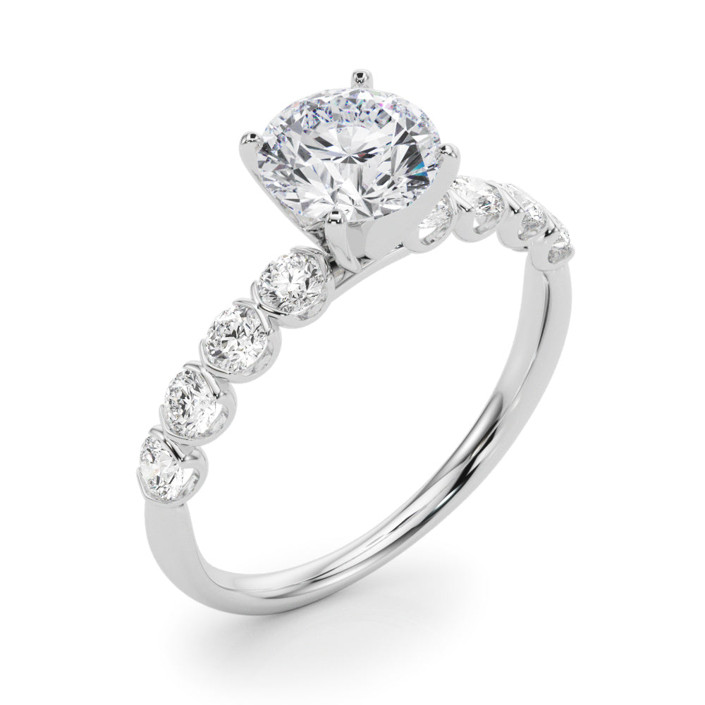 Single Row Half Bezel Diamond Engagement Ring