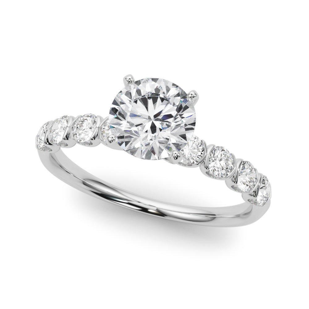 Single Row Half Bezel Diamond Engagement Ring