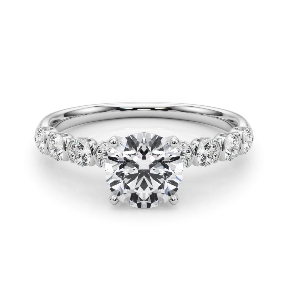 Single Row Half Bezel Diamond Engagement Ring