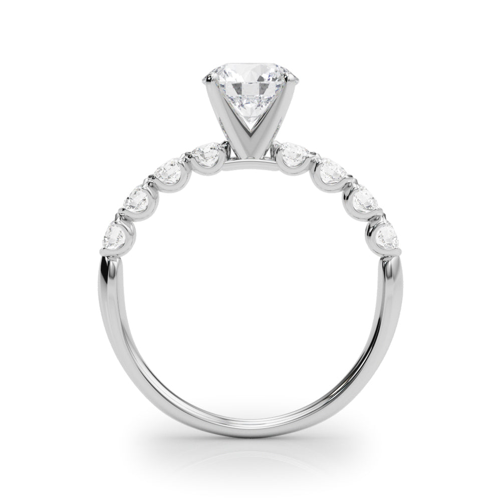 Single Row Half Bezel Diamond Engagement Ring