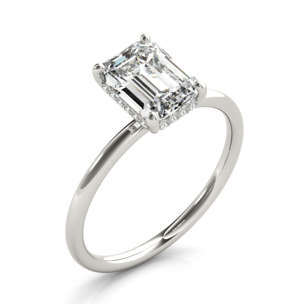 Emerald Cut Hidden Halo Diamond Engagement Ring 1.25 Carat Center