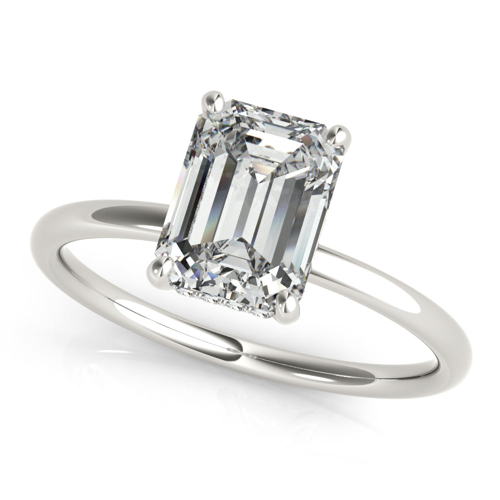 Emerald Cut Hidden Halo Diamond Engagement Ring 1.25 Carat Center