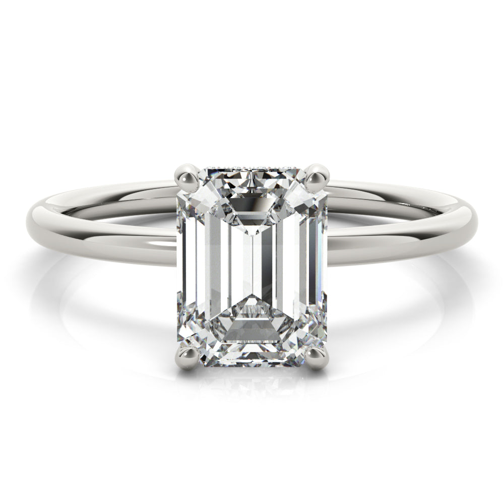 Emerald Cut Hidden Halo Diamond Engagement Ring 1.25 Carat Center