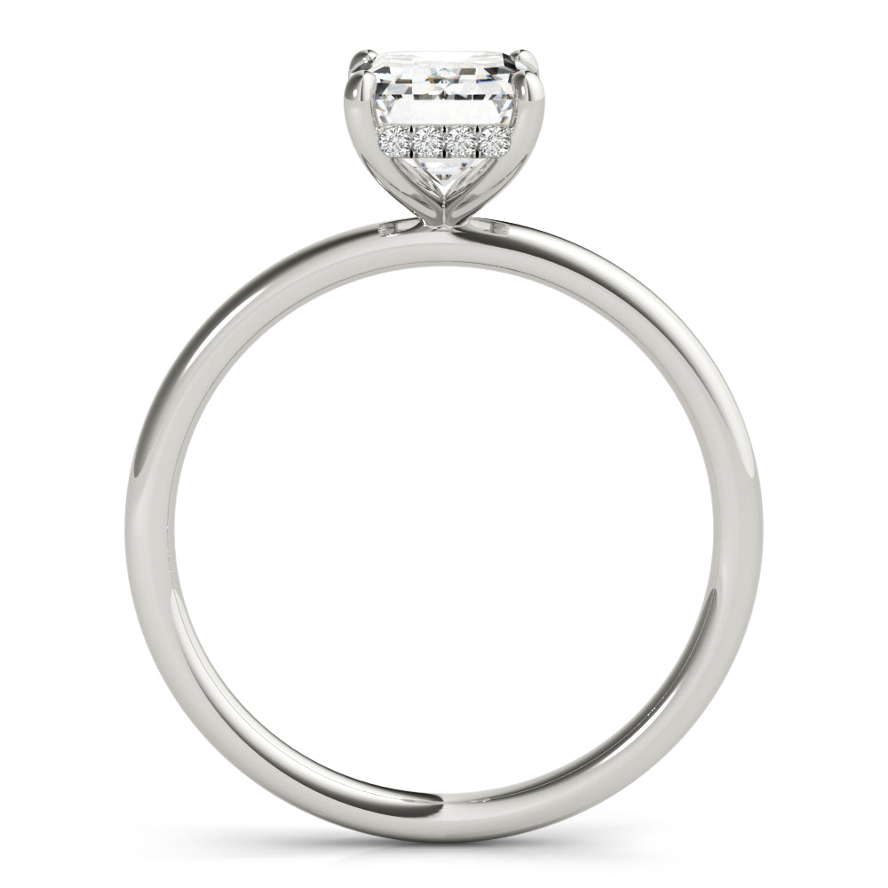 Emerald Cut Hidden Halo Diamond Engagement Ring 1.25 Carat Center