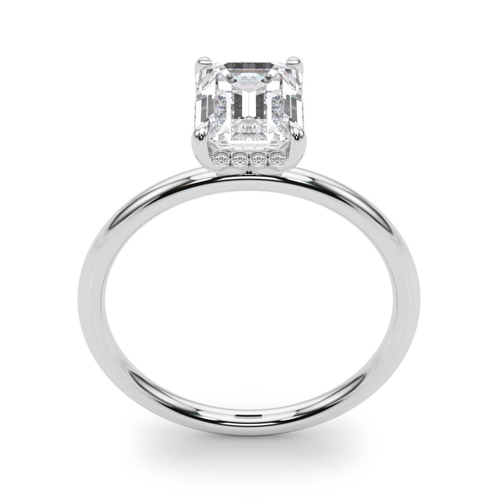 Emerald Cut Hidden Halo Diamond Engagement Ring 1.25 Carat Center