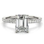 Emerald Cut Diamond Engagement Ring with Hidden Halo 1.25 Carat