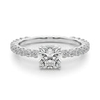 Cushion Cut Single Row Shared Prong Engagement Ring