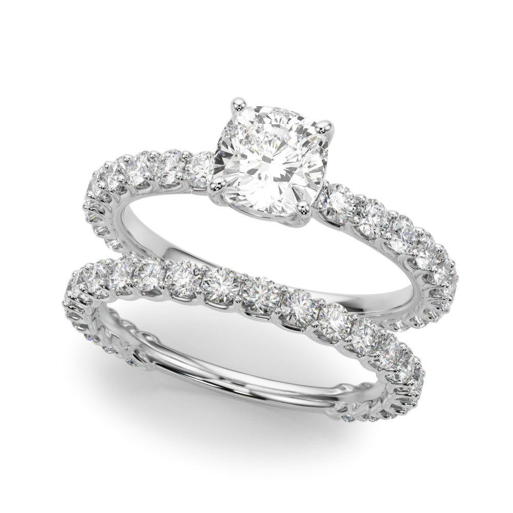 Cushion Cut Single Row Shared Prong Engagement Ring