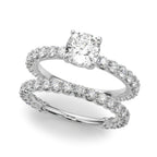 Cushion Cut Single Row Shared Prong Engagement Ring
