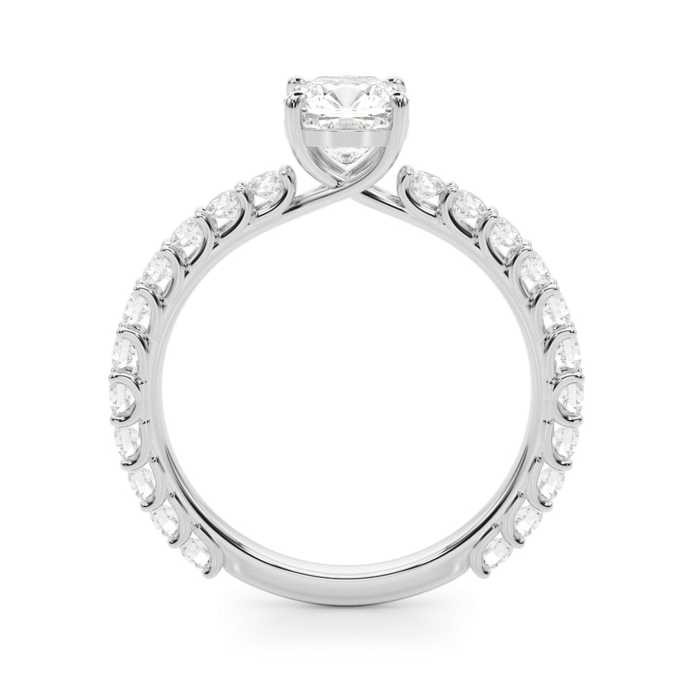 Cushion Cut Single Row Shared Prong Engagement Ring